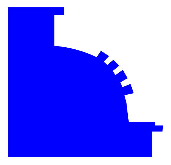 The image shows a blue gear with teeth on top of it against a black background.