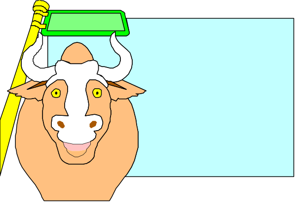 The cartoon shows a cow with horns holding up an object that resembles a green barbell weight above its head while standing in front of what appears to be a window frame on which there is text, but it's not legible due to image size and resolution limitations.