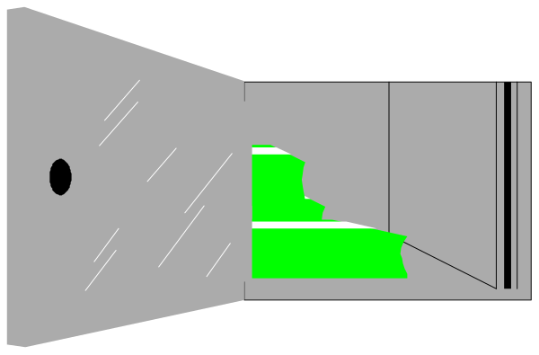 The image shows a black and white pixelated representation of an interior space with various shapes that resemble furniture like chairs and tables in different orientations within it; there is no text present on this clip-art piece, which focuses solely on geometric forms without any additional context or details to provide further information.