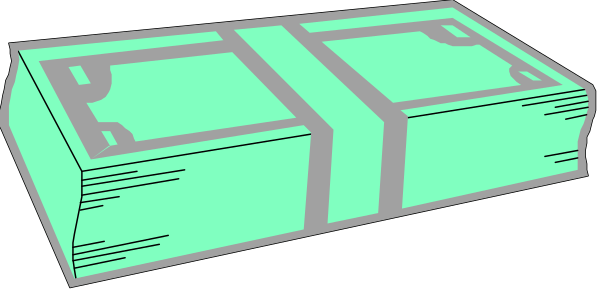 The image shows a cartoon depiction of two stacks of money with green bars on them placed next to each other against a dark background.