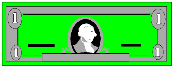 The image shows a green two dollar bill with an illustration of Lady Liberty on it placed against a gray background.