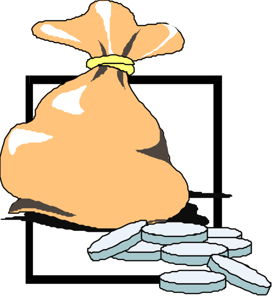 The image shows a brown paper bag filled with money sitting next to several pills on what appears to be a dark surface.