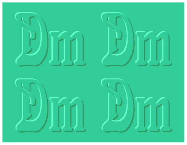 The image shows a green banner with white text that reads "DM DM DMDM" repeated four times across it in an alternating pattern of uppercase letters.