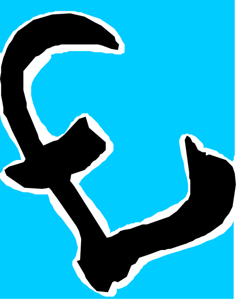 The image shows a blue background with an upside down letter "E" on it.