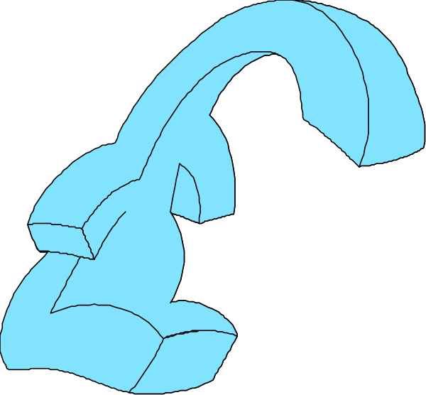 The image shows a blue stylized illustration of an umbrella with two handles on either side.