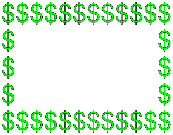 The image shows a digital representation of money with dollar signs on it arranged to form an abstract pattern against a dark background.