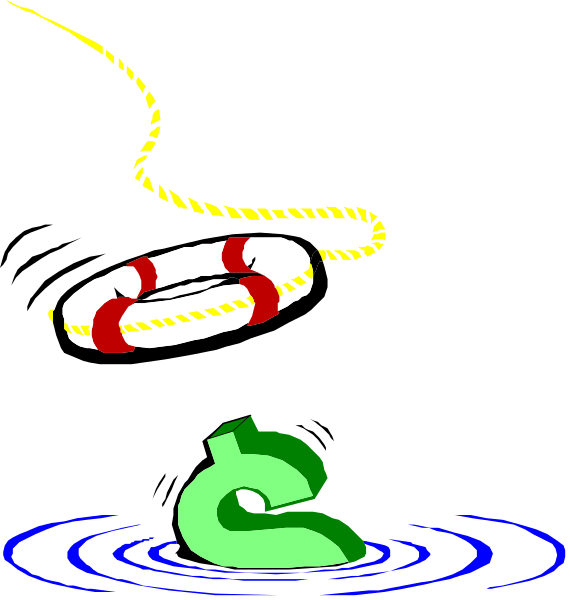 The first panel shows a lifebuoy with an anchor chain attached to it floating on water; the second panel depicts two dollar signs in front of each other overlaid by waves that resemble money bills, suggesting financial themes like saving for retirement or investing wisely; and the third panel features a lifeguard's whistle blowing towards three items: a lifebuoy with an anchor chain attached to it floating on water, a rope ladder leading up from below ground level into what appears to be darkness (possibly representing danger), and two dollar signs in front of each other overla
