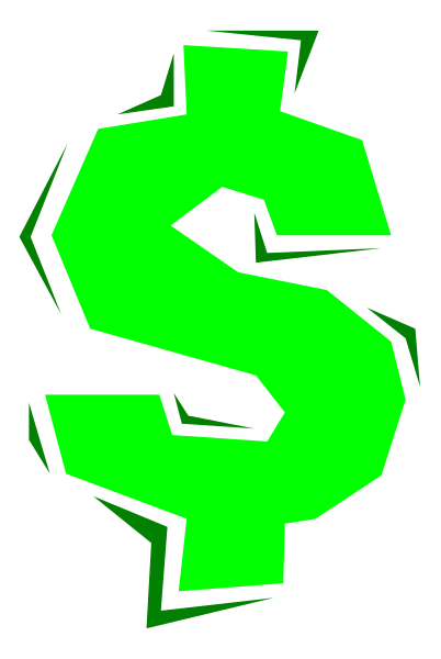 The image shows a stylized dollar sign with graffiti elements around it on what appears to be an abstract background in shades of green and black.