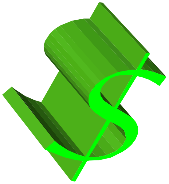 The image shows a green dollar sign with an abstract background that includes shades of gray and white.