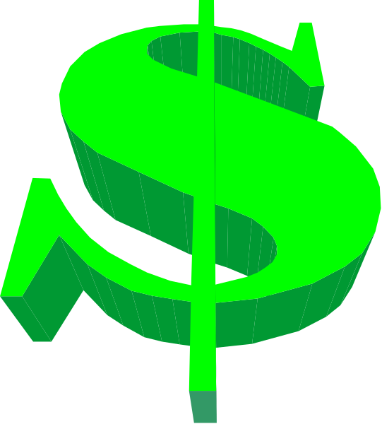 The image shows a stylized dollar sign with an "S" through it on top of what appears to be a green background.