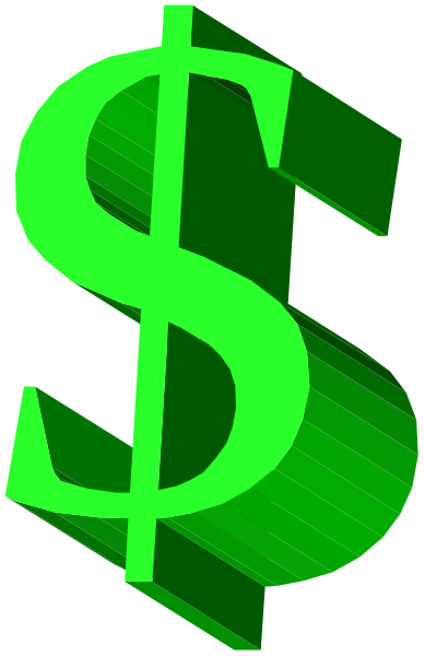 The image shows a dollar sign with green distortion around it on top of what appears to be an abstract background that is mostly gray in color.