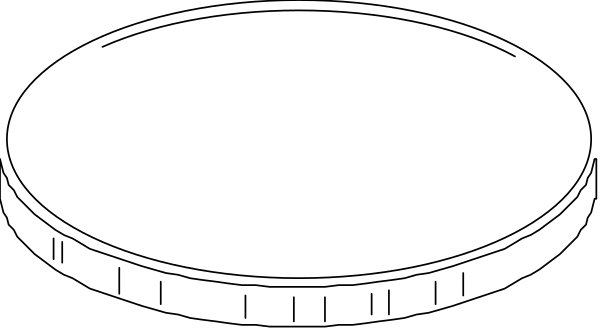 The black and white illustration shows two circular pizzas with different toppings on a gray background.