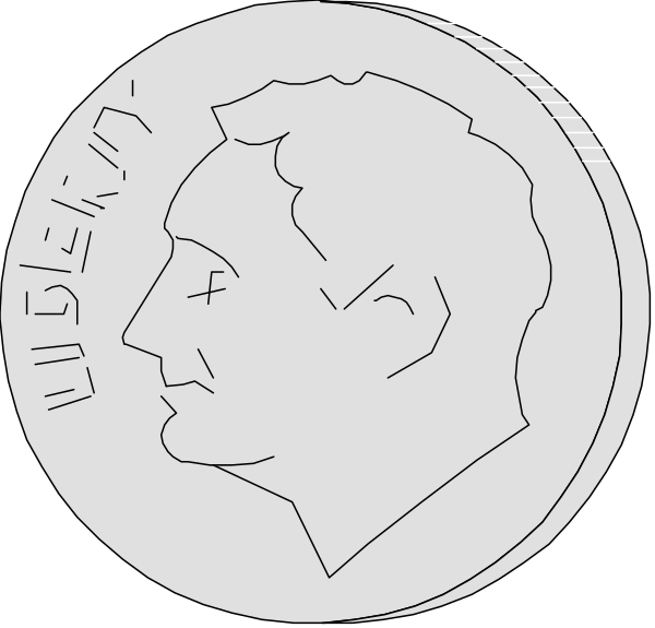The image shows two coins with a face on them placed side by side against different backgrounds: left coin is set against black; right coin has white text above it reading "Winston Churchill."
