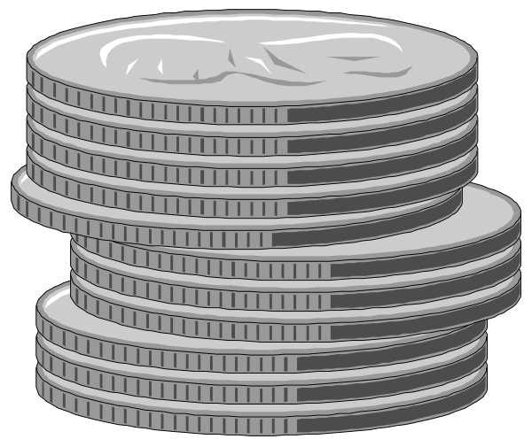 The illustration shows a stack of silver coins on top of stacks of paper money with an overlaid black-and-white image showing two piles of currency side by side against each other in front, suggesting comparison between physical and digital currencies or financial transactions.
