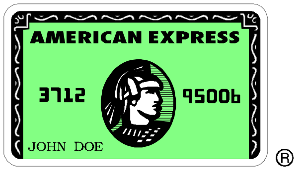 The image shows a vintage American Express credit card with an illustration of John Dee on it.