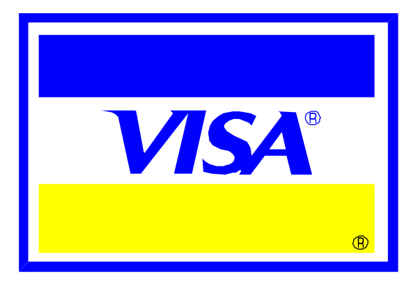 The image shows a credit card with "VISA" written on it against a blue background.
