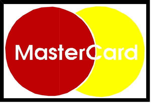 The image shows a logo with two overlapping circles containing red and yellow Mastercard logos on either side of an oval that says "MasterCard" in white text inside it; above this central circle is another smaller one, also featuring the same color scheme but without any visible branding or writing.