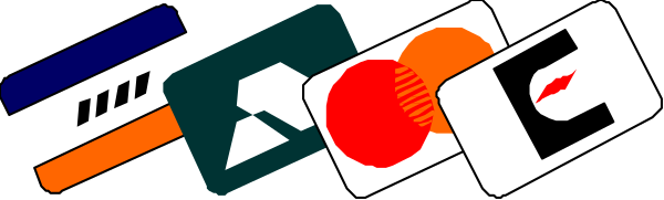 The image shows a logo with various colorful shapes that resemble letters forming an abstract design against a dark background; there is no text present in this clip-art representation of what appears to be a branding symbol for "Nintendo."