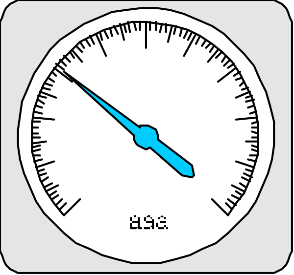 The image shows a digital speedometer with an arrow pointing to 85 mph (137 kmh) on its needle, indicating that it is at full scale; there's also another smaller gauge labeled "A" and set near zero degrees. There appears to be some text in the bottom right corner of the image which reads '90', but this could possibly refer to a different measurement or context not visible within the frame provided by clip-art.