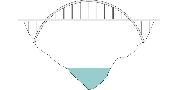 The image shows a black and white illustration of an airplane with its landing gear down flying over what appears to be a bridge at nighttime.