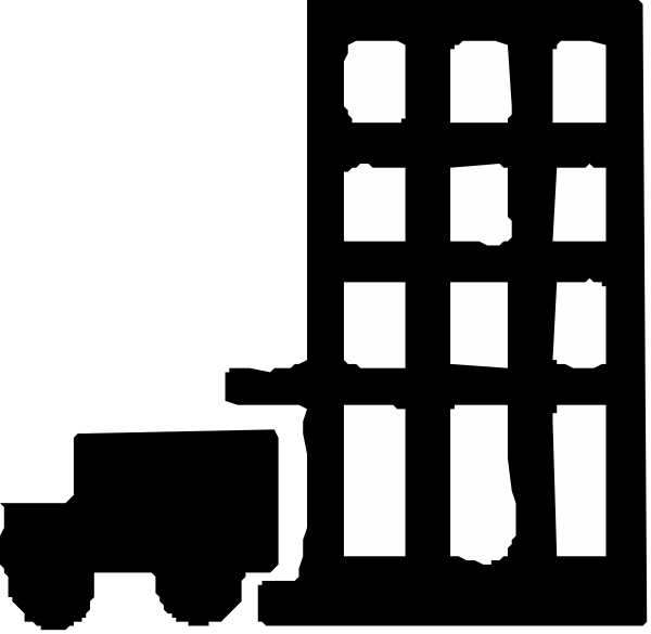 The black and white photo shows a pattern of squares with lines connecting them to form an abstract design that could be interpreted as letters or shapes in various orientations.