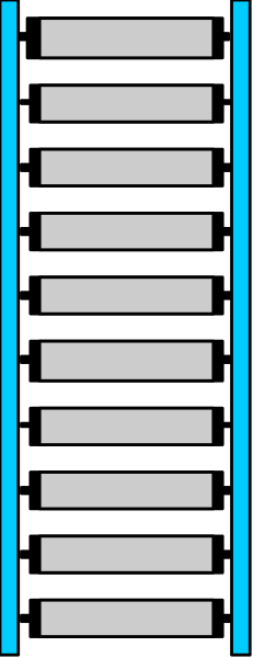 The image shows a gray background with an abstract representation of vertical black lines that resemble steps on either side of what appears to be a blue horizontal line in between them.