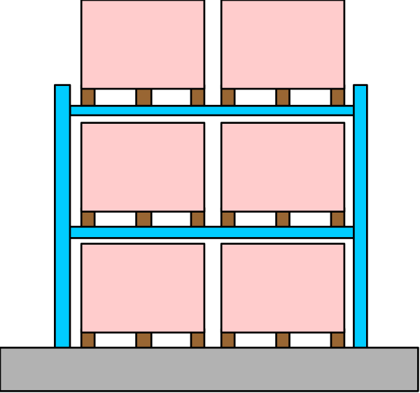 The image shows a cartoon of three pink boxes stacked on top of each other with blue lines indicating their outlines against a black background; there is no text present in this clip-art illustration.