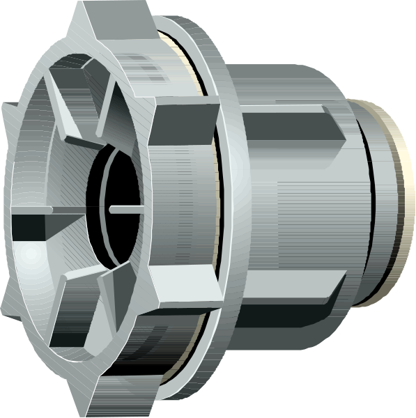 The image shows a closeup of an engine part with mechanical components such as gears and bearings against a black background.