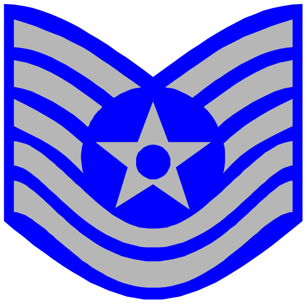 The image shows a blue emblem with an eagle's head at its center on top of wings that resemble those found in military insignias; below this is a star inside a circle surrounded by rays, and beneath it all is another circular design featuring what appears to be the word "AIR FORCE" written around.