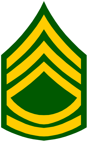 The image shows a stylized emblem with an eagle's head on top of two crossed swords inside what appears to be a shield-like shape; below this is another symbol resembling a military badge, featuring three stars and stripes in green, white, yellow, red, blue.