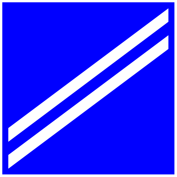 The image shows two blue squares with white lines forming a horizontal bar on each square against different backgrounds: top left is darker blue, bottom right lighter blue; both have an arrow pointing to them from above and below respectively