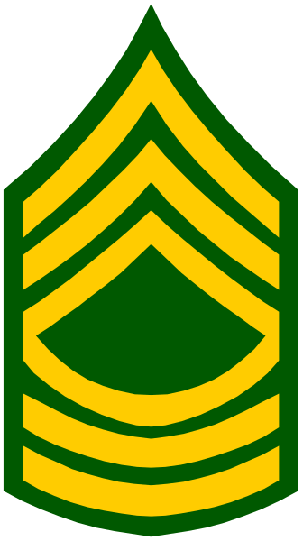 The image shows a stylized emblem with an eagle's head on top of two crossed swords inside what appears to be a shield-like shape; below this is another symbol resembling a military insignia, which includes three stars and stripes in green and yellow colors.