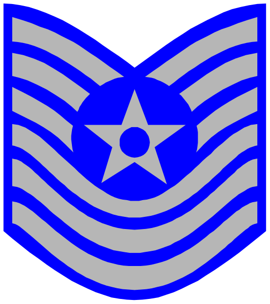 The image shows a blue emblem with white stars on it inside an air force insignia badge shape.