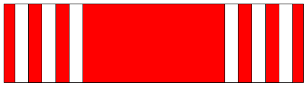 The image shows a red bar with white stripes on it against a gray background.