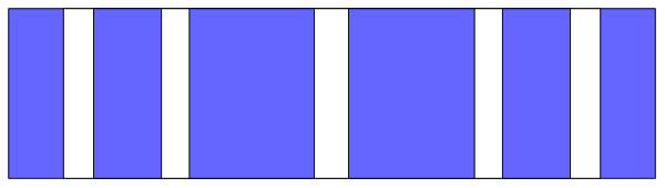 The image shows a pixelated representation of an object that resembles a blue bar with white dots on it against a grey background.
