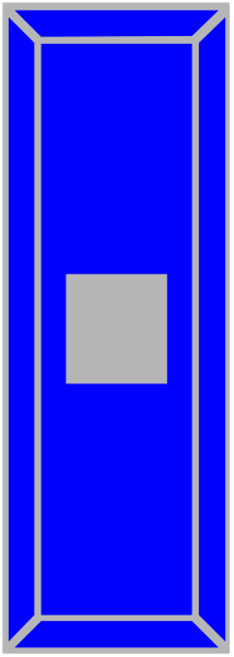 The image shows a blue rectangle with white lines outlining it against a grey background.