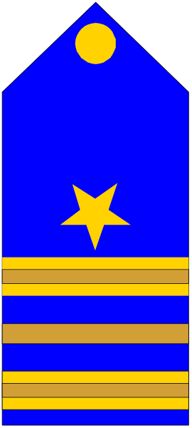 The image shows a blue flag with yellow stars on it flying from an unseen pole against a gray background.