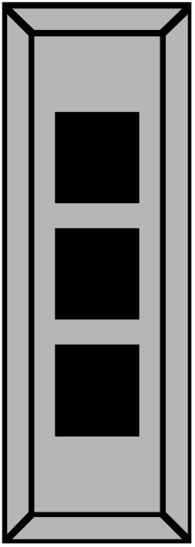 The image shows a simple line drawing of an open door with three rectangles inside it on what appears to be a gray background.