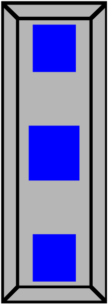The image shows a simple blue vertical bar with two horizontal bars on top of it against a white background.