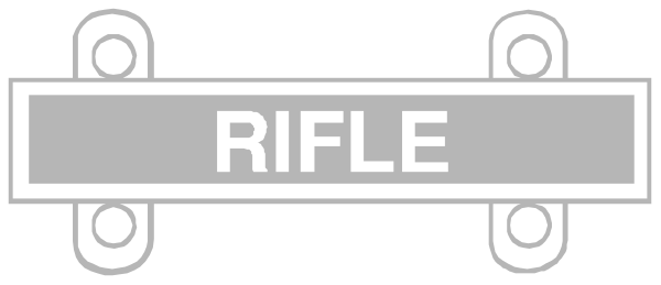 The image shows a black and white graphic of an object that resembles a train car with text on it reading "RIFLE."