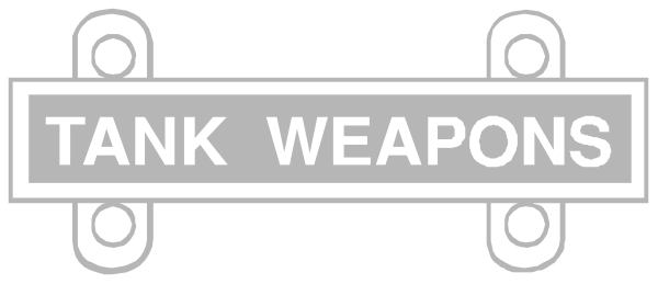 The image shows a black and white sign with text that reads "TANK WEAPONS" on it.