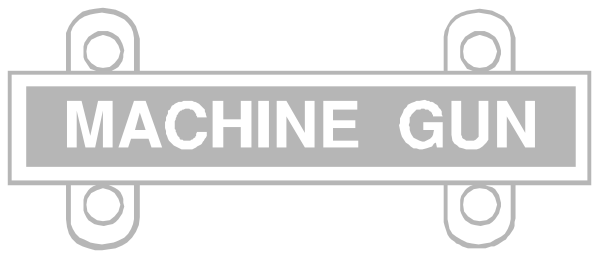 The image shows a black and white sign with text that reads "MACHINE GUN" on it.