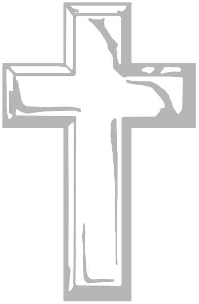 The image shows a cross with an outline of it on top against a dark background.