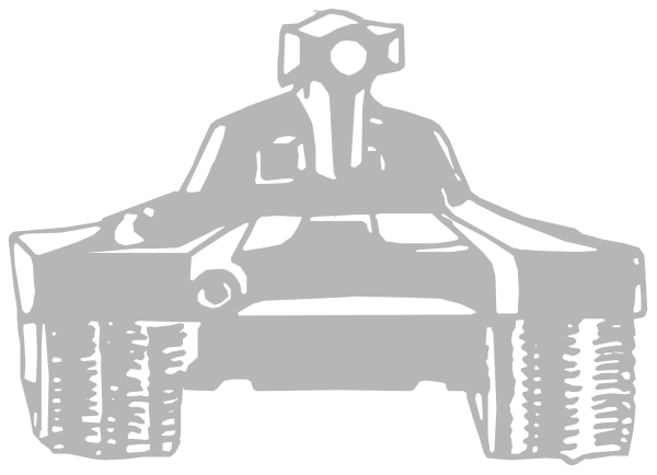 The black and white silhouette of a tank with two barrels on top is shown against an unidentified background in this clip-art image.