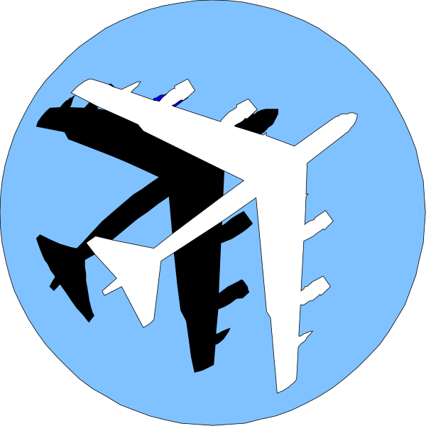 The image shows two airplanes with wings spread out against a blue background inside of circles that resemble stamps on an envelope.