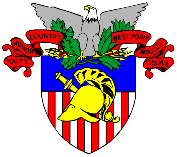 The emblem features a shield with an eagle on top holding arrows; below it is text that reads "COUNTRY," followed by various military-related words such as "HONOR" and "DUTY."