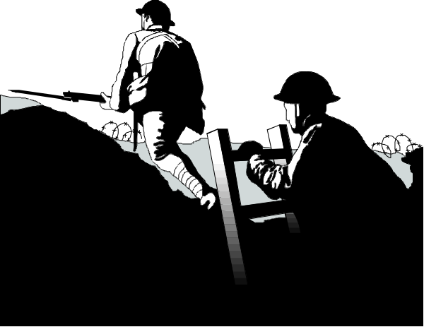 The black and white comic book page shows a man sitting atop an object that resembles a ladder with his back to us; he appears contemplative as we look down upon him from above.