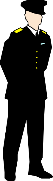 The image shows a person standing next to another figure that appears as an overlay of pixelation with alternating black and white squares across their body; both figures seem to be in uniforms but only one is fully visible, while the other has parts obscured by digital artifacts.