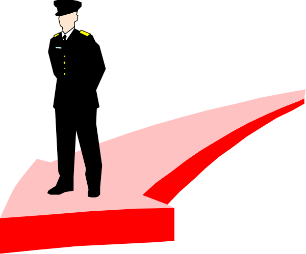 The image shows a black and white illustration of two figures standing on opposite sides at an intersection with red lines forming paths leading to them; one figure is closer to us while the other appears smaller due to perspective, suggesting depth in space.