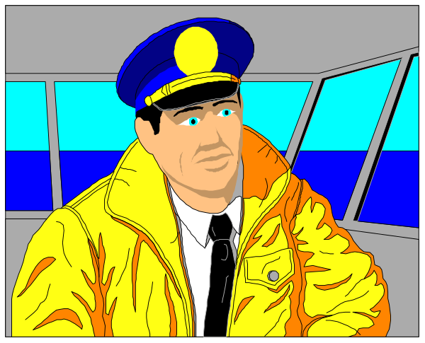 The image shows a split screen with two panels: on top, an animated character is sitting at the controls of what appears to be an airplane; below it, another panel depicts a man in uniform standing next to his plane and looking out over water.